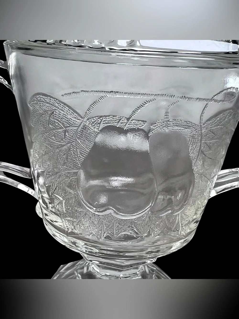 Jeannette Vintage Baltimore‎ Pear Footed Sugar Bowl Lid Clear Pressed Glass